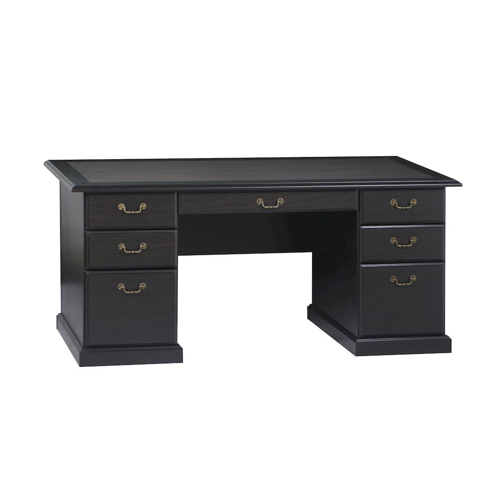 Espresso Wood Executive Desk with Drawers and Filing Cabinet