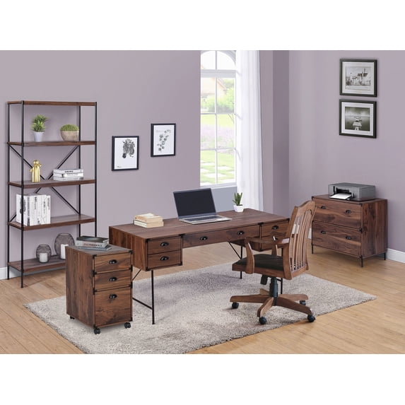 Saint Birch Bombay 3 Drawers Wood Mobile File Cabinet in Walnut