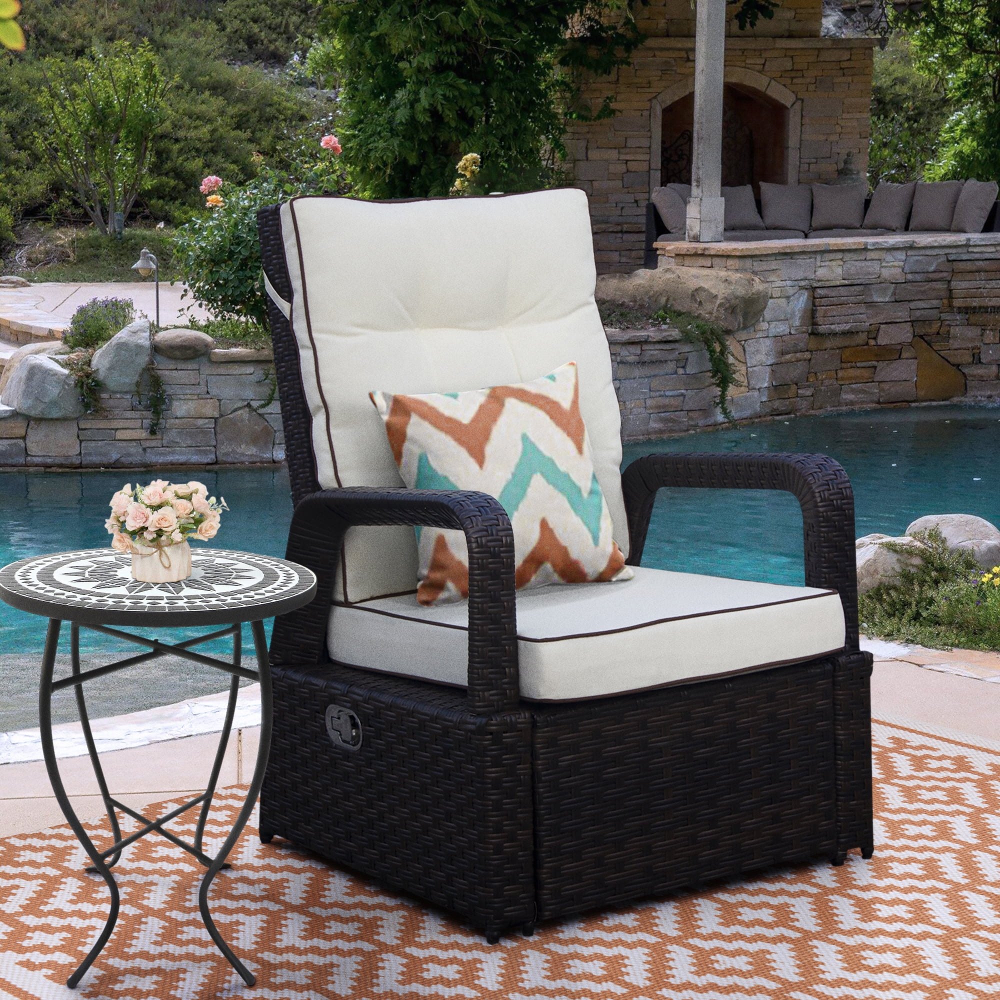 Saint Birch Brusell Weatherproof Rattan Reclining Patio Chair for