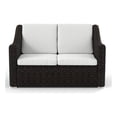thumbnail image 1 of Saint Birch Contemporary Cast Iron Outdoor Wicker Loveseat in Beige, 1 of 5
