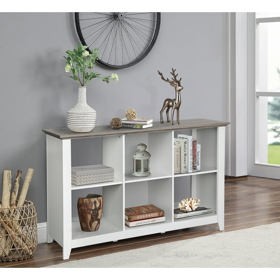 Saint Birch Finley 6-Shelf Modern Wood Storage Bookcase in White/Driftwood