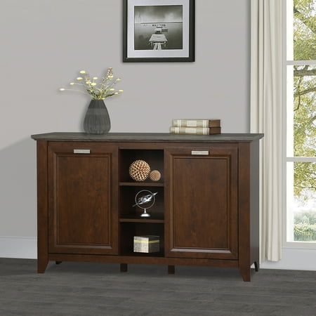 Saint Birch Kenneth Gray Oak 2 Door Credenza File Cabinet