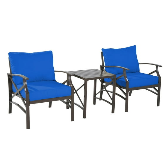 Saint Birch Luxi 3-Piece Set Dark Brown Iron Lounge Chairs with End Table