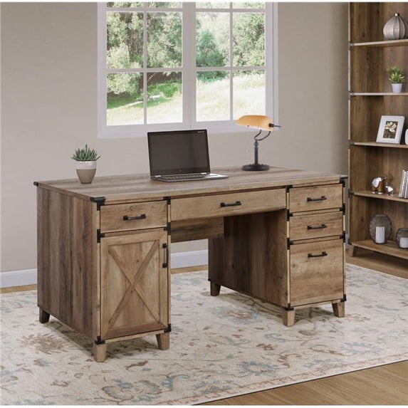 Saint Birch SBOF1601PDRO Saint Birch Cambridge Rustic Oak Pedestal Desk