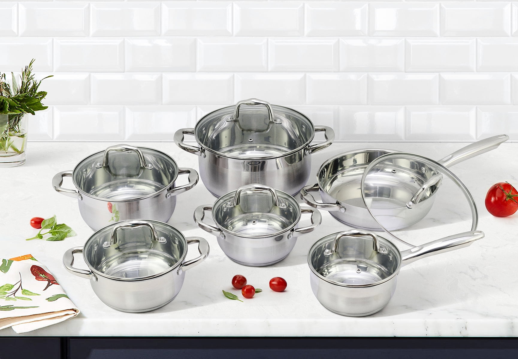 KitchenAid 3-Ply Base Brushed Finish Stainless Steel Cookware Set, 12-Piece