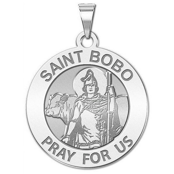 Saint Bobo Round Religious Medal - 3/4 Inch Size of a Nickel - Sterling Silver