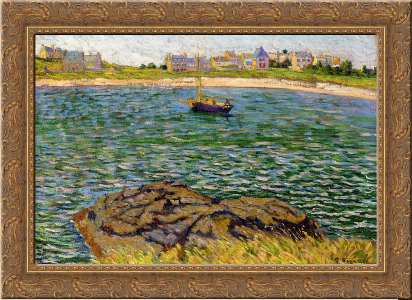 Saint Brac, Le Bechet 24x18 Gold Ornate Wood Framed Canvas Art by Paul Signac