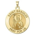 thumbnail image 1 of Saint Braulio Religious Medal  - 2/3 Inch Size of Dime, Solid 14K Yellow Gold, 1 of 1