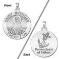 thumbnail image 1 of Saint Brendan Double Sided Sailors Round Religious Medal - 2/3 Inch Size of Dime, Solid 14K White Gold, 1 of 2