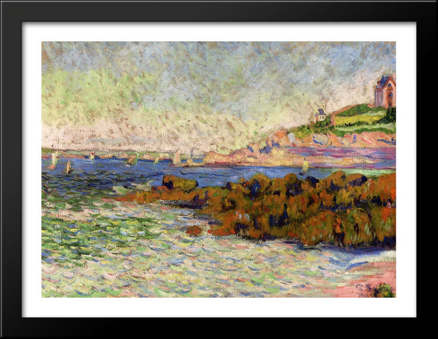 Saint Briac, the marker Le Cheval 38x28 Large Black Wood Framed Print Art by Paul Signac