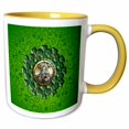 thumbnail image 1 of 3drose, Saint Brigid, Round Shamrock, Saint Brigid Cross Frame, Green, Brown, 11oz Two-tone Yellow Mug, 1 of 6