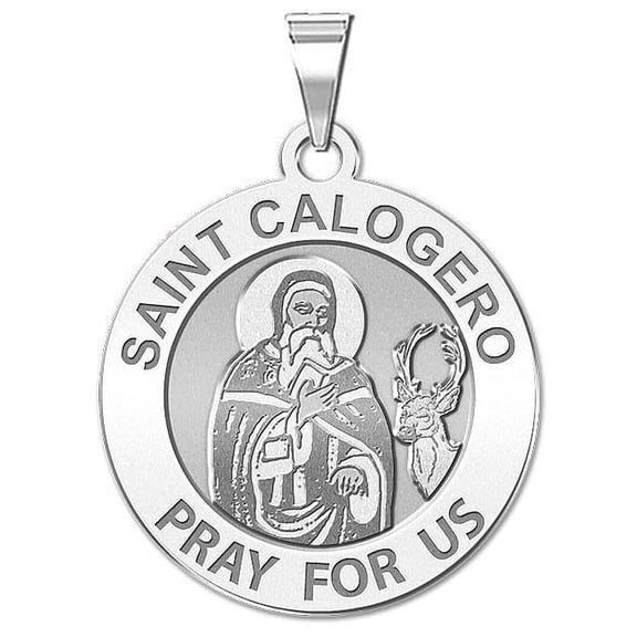 Saint Calogero of Agrigento Religious Medal -  - 1 Inch Size of a Quarter -Sterling Silver