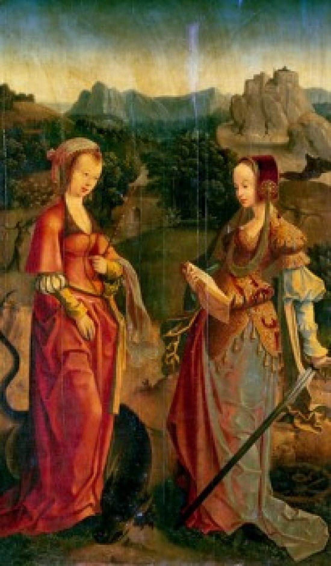 Saint Catherine and Saint Marguerite Flemish School 16th Century France Paris Musee du Louvre Canvas Art - (18 x 24)