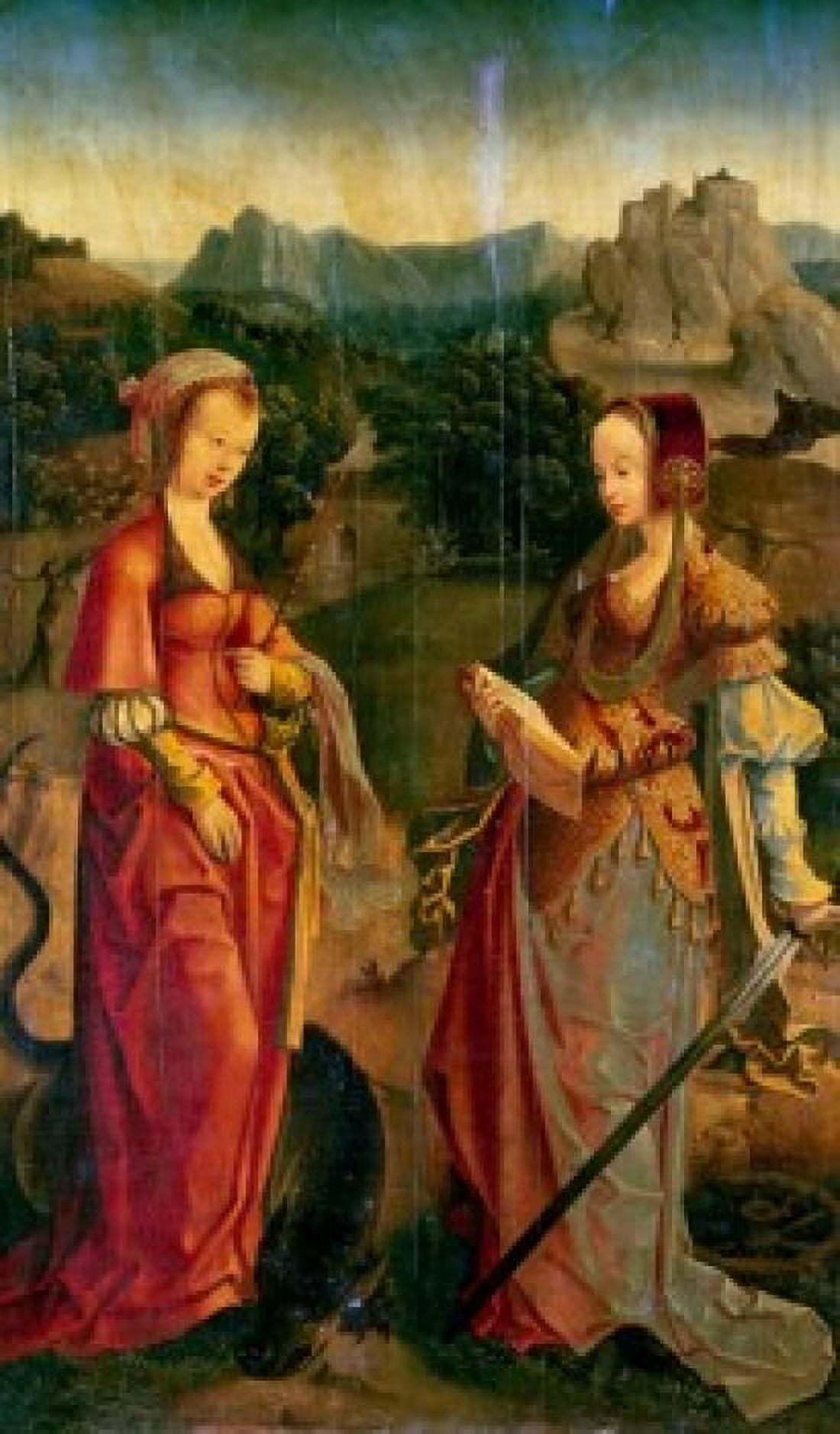Saint Catherine and Saint Marguerite Flemish School 16th Century France Paris Musee du Louvre Canvas Art - (24 x 36)