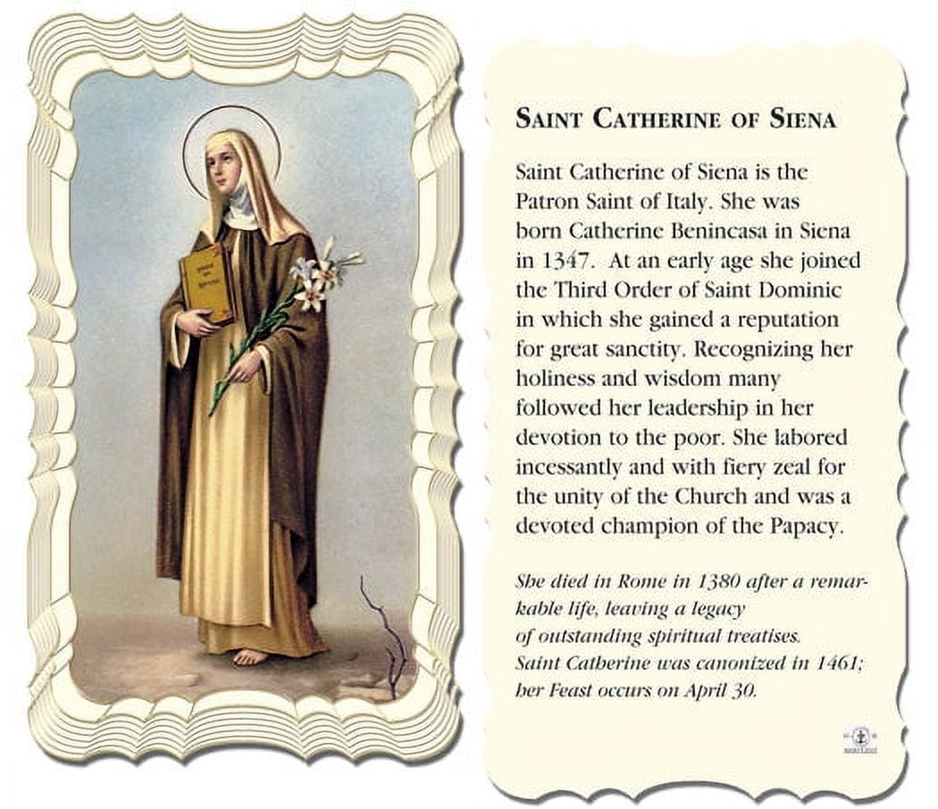 Saint Catherine of Siena Catholic Prayer Holy Card with Prayer