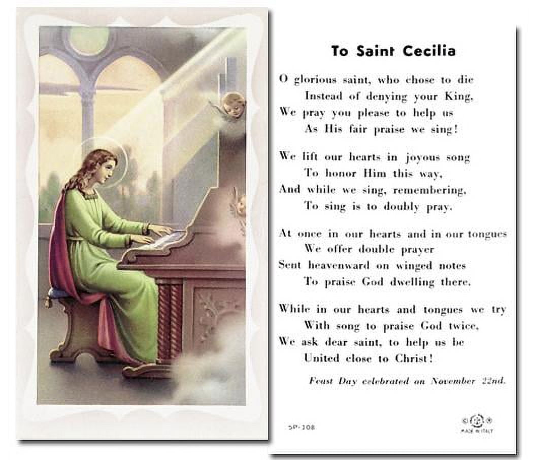Saint Cecilia Catholic Prayer Holy Card with Prayer on Back, Pack of ...
