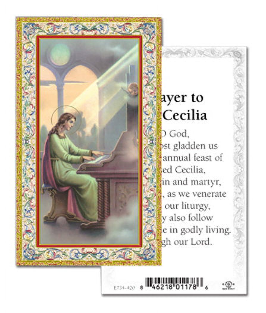 Saint Cecilia Gold-Stamped Catholic Prayer Holy Card with Prayer on ...