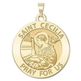 thumbnail image 1 of Saint Cecilia Religious Medal (Piano Organ) -  - 3/4 inch Size of a Nickel -Solid 14K Yellow Gold, 1 of 1