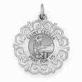 thumbnail image 1 of Saint Cecilia Round Filigree Religious Medal - 1 Inch Size of a Quarter in Solid 14K White Gold, 1 of 1