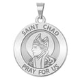 thumbnail image 1 of Saint Chad Religious Medal -  - 3/4 Inch Size of a Nickel -White Gold, 1 of 2