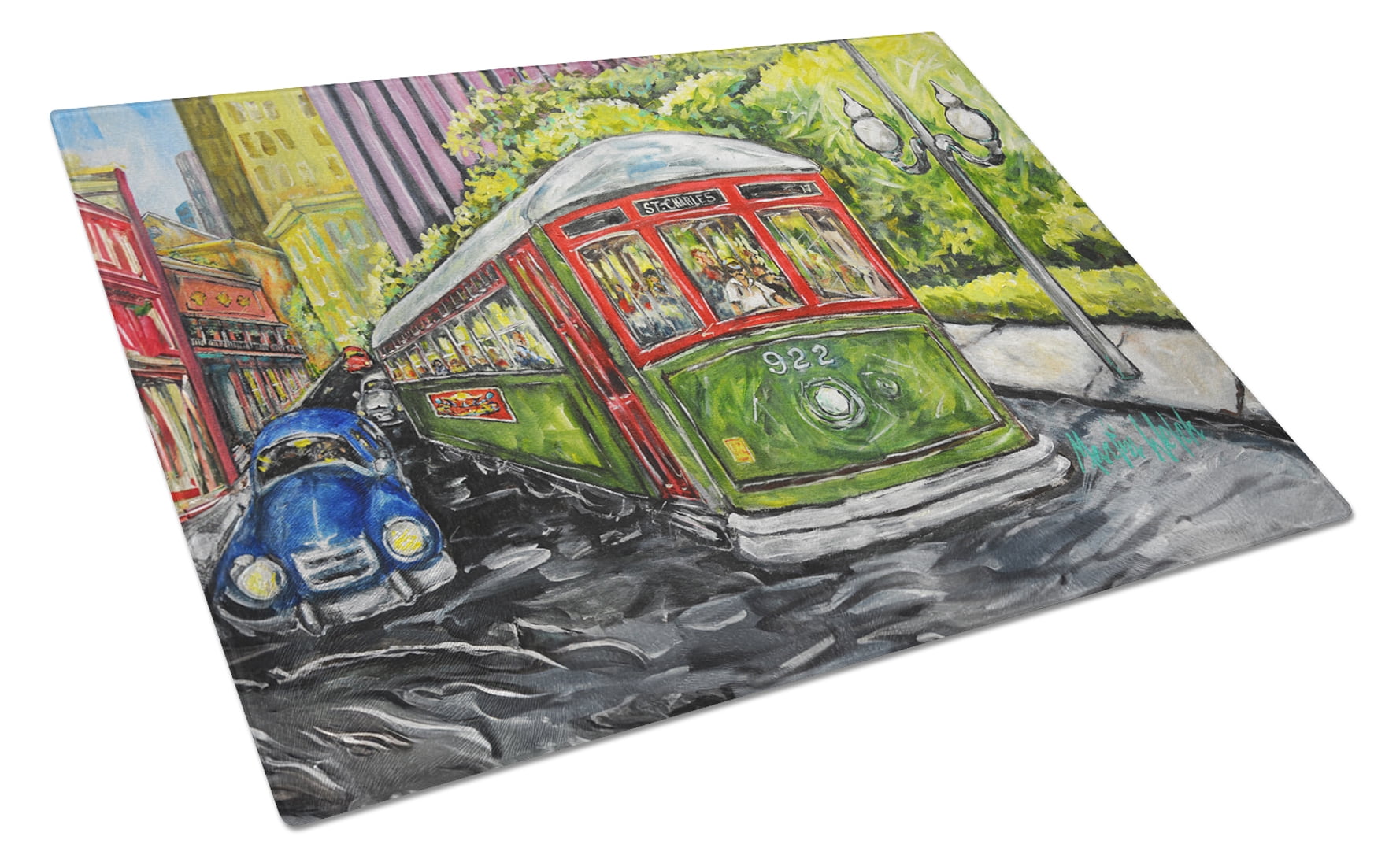 Saint Charles No. 922 Streetcar Again Glass Cutting Board 12 in x 15 in