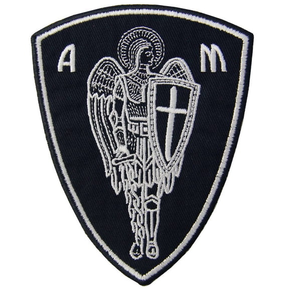 Saint Christian Archangel St Michael Protection Cross Shield Patch Embroidered Applique Iron On Sew On Emblem
