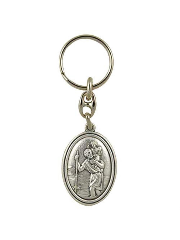Saint Christopher Italian Silver OX Key Ring Chain | Made in the USA