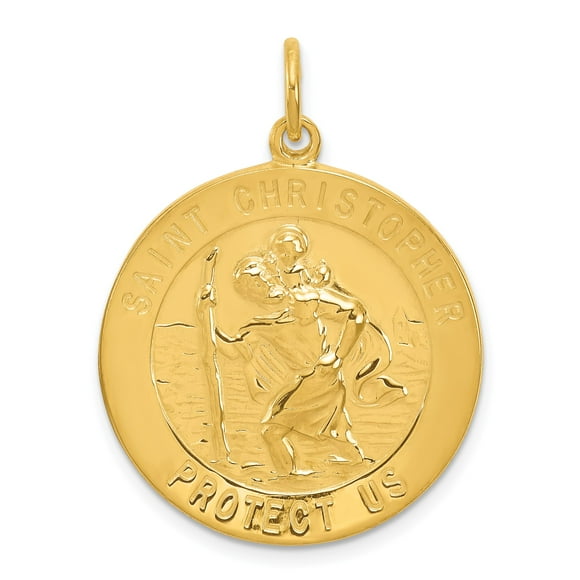 Saint Christopher Medal Pendant Necklace in 24k Gold Plated Sterling Silver for Men and Women Religious Jewelry for Faith and Travel Saint Christopher Medal for Protection Catholic Charm Accessory