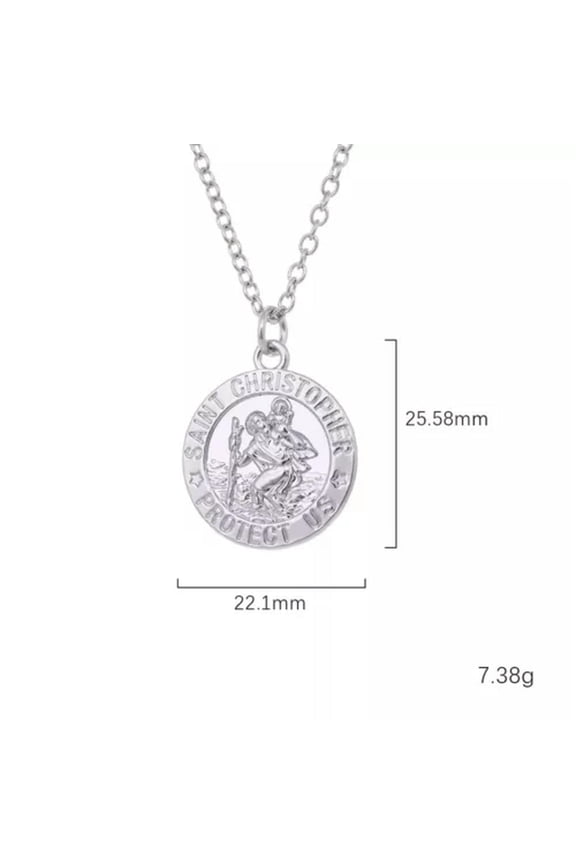 Saint Christopher Medal Pendant Necklace Catholic Protection Jewelry Gift