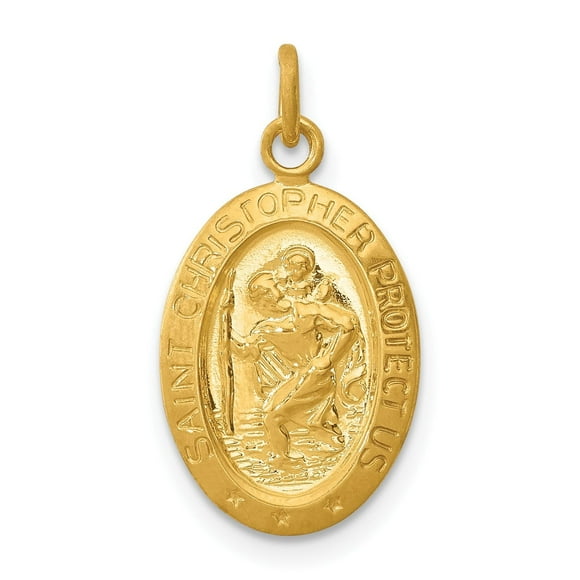 Saint Christopher Medal for Protection Oval Pendant Necklace Gold Plated Catholic Travel Charm Religious Jewelry Christian Faith Devotional Symbol Spiritual Jewelry for Men or Women