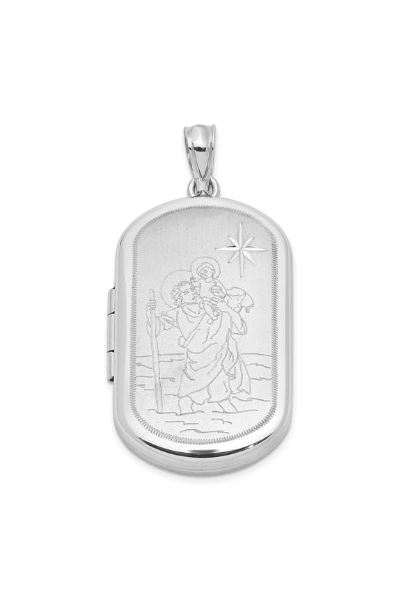 Saint Christopher Medal for Protection Sterling Silver Oval Pendant Necklace with Engraved Religious Medallion Travel Safety Spiritual Jewelry for Men and Women