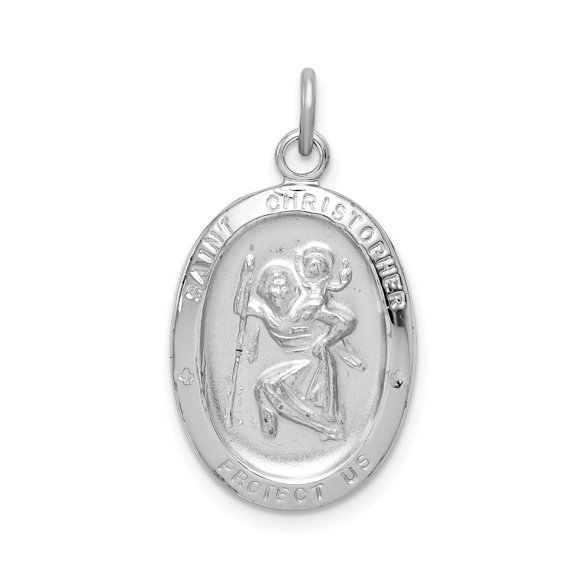 Saint Christopher Medal for Protection Oval Pendant Necklace Sterling Silver or Gold Plated Catholic Travel Safety Religious Jewelry for Men or Women