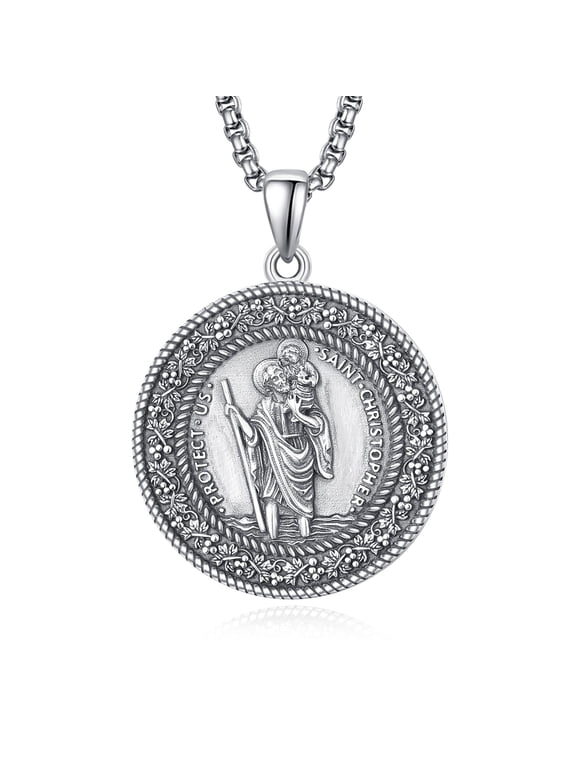 Saint Christopher Necklace St Christopher Medal Pendant Bless Safety Religious Pendant Gift for Men Women Parent Friend