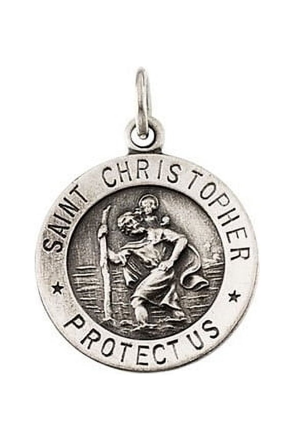 Saint Christopher Religious Medal - Sterling Silver 1 1/4 Inch X 1 1/4 Inch (33 Mm)