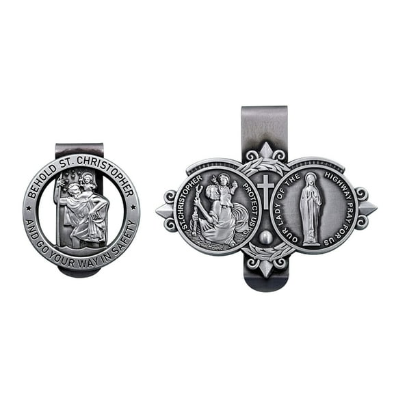 Saint Christopher and Child Travel Visor Clip Catholic Car Accessory