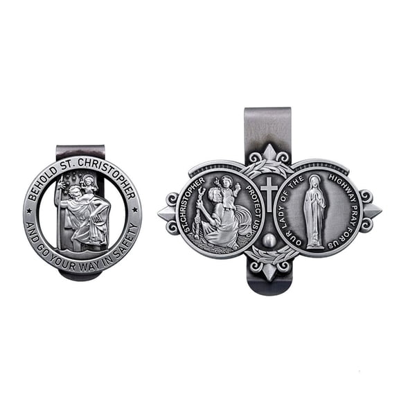 Catholic Driver Medals Clip Christophers and Travel Visors Clip Catholic Car Accessory