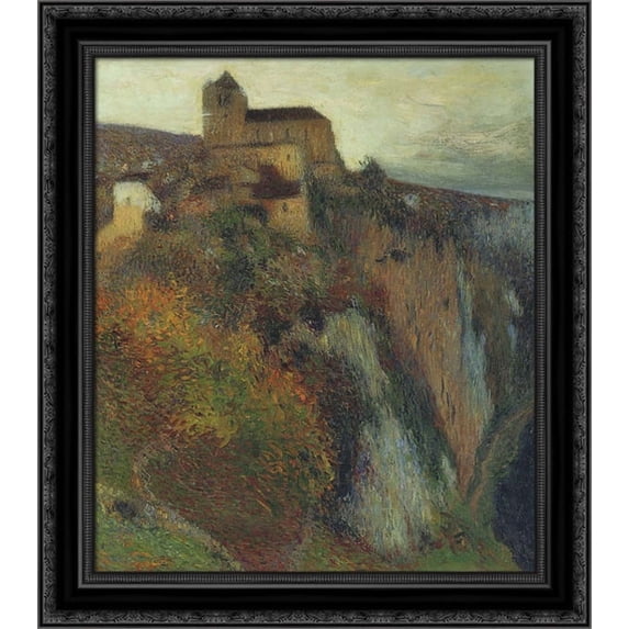 Saint Cirq Lapopie in Evening 20x20 Black Ornate Wood Framed Canvas Art by Martin, Henri
