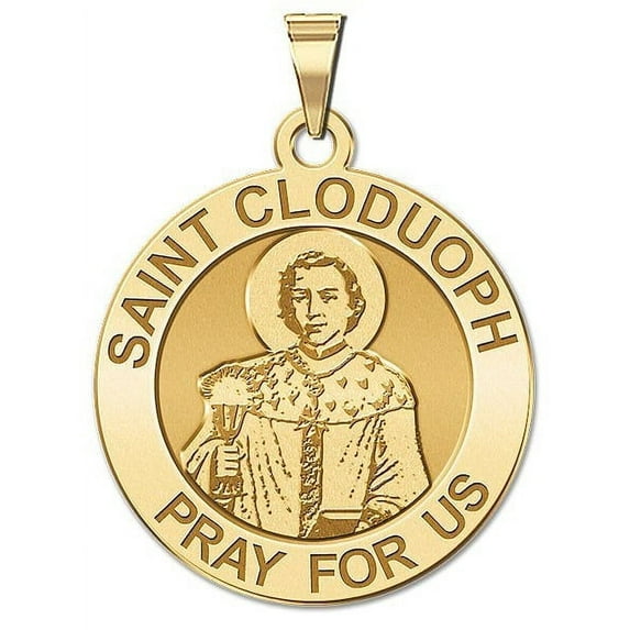 Saint Cloduoph Religious Medal - - 1 inch Size of a Quarter -Solid 14K Yellow Gold