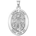 thumbnail image 1 of Saint Cono OVAL Religious Medal - 2/3 X 3/4 Inch Size of Nickel, Solid 14K White Gold, 1 of 4