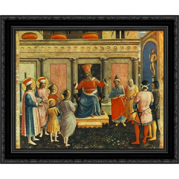Saint Cosmas and Saint Damian before Lisius 23x20 Black Ornate Wood Framed Canvas Art by Angelico, , Fra