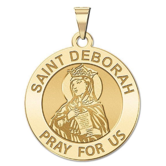 Saint Deborah Religious Medal - 3/4 Inch Size of a Nickel -Solid 14K Yellow Gold