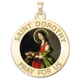 thumbnail image 1 of Saint Dorothy Religious Medal Color - 1 inch Size of a Quarter -Solid 14K Yellow Gold, 1 of 2