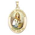 thumbnail image 1 of Saint Dymphna Oval Religious Medal  - 2/3 X 3/4 Inch Size of Nickel, Solid 14K Yellow Gold, 1 of 1