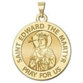 thumbnail image 1 of Saint Edward the Martyr Round Religious Medal - 2/3 Inch Size of Dime, Solid 14K Yellow Gold, 1 of 1