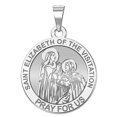 thumbnail image 1 of Saint Elizabeth of the Visitation Religious Round Medal 3/4 X 3/4 Inch Size of Nickel, Solid 14K White Gold, 1 of 1