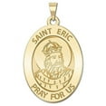 thumbnail image 1 of Saint Eric Oval Religious Medal - 3/4 Inch X 1 Inch -Solid 14K Yellow Gold, 1 of 1