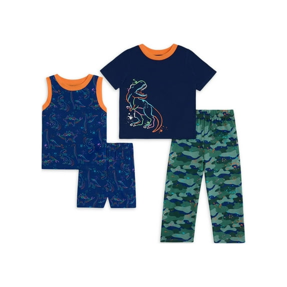 Saint Eve Baby and Toddler Boys Short Sleeve and Tank Mix and Match 4-piece PJ Set, Sizes 12M-5T