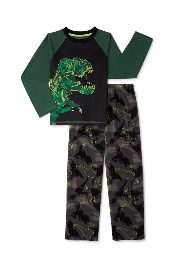 Boys Long Sleeve Dinosaur Camo Pajama Set, 2-Piece, Sizes 4-16