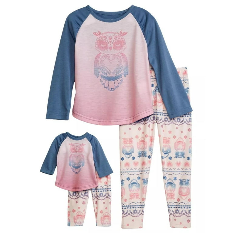 Saint Eve Girls 2 Piece Pajama Set with Matching Doll Set Owl Size 14 Walmart