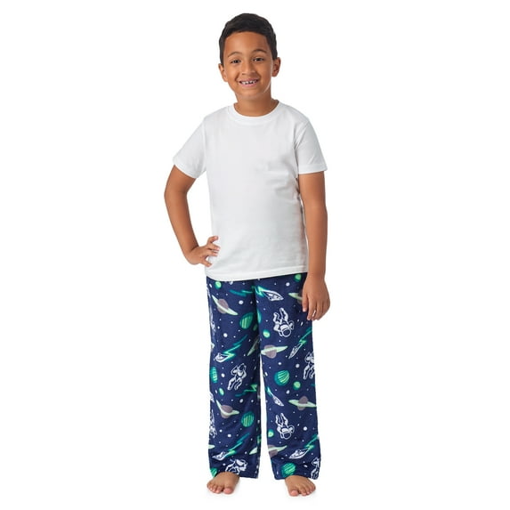 Saint Eve Kids Boys Fuzzy Pajama Pants, 2 Piece PJ Pant Set and Sleep Mask - Blue Gamer, X-Small